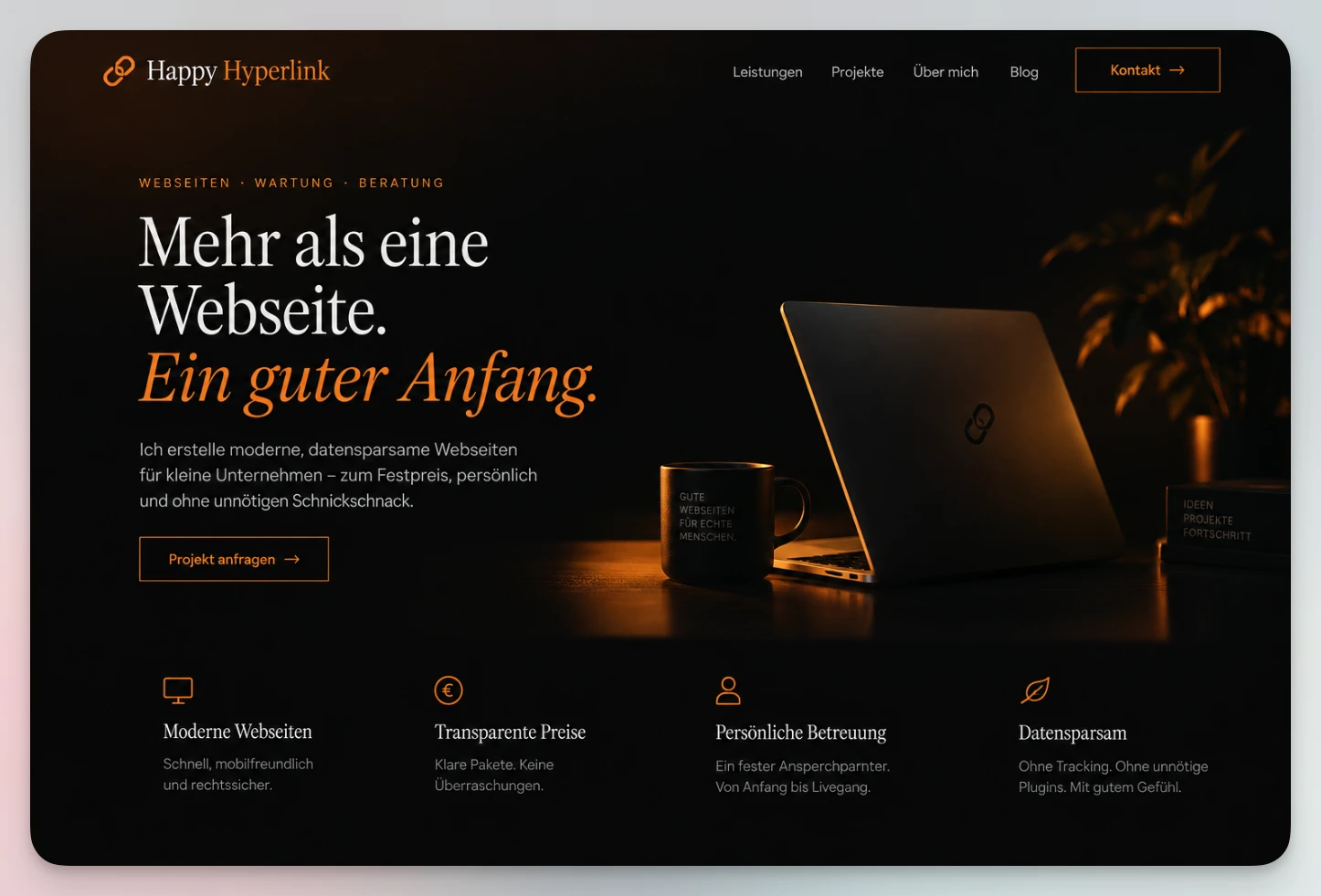 Ein bild meiner Webseite, wenn sie mit KI erstellt worden wäre. 